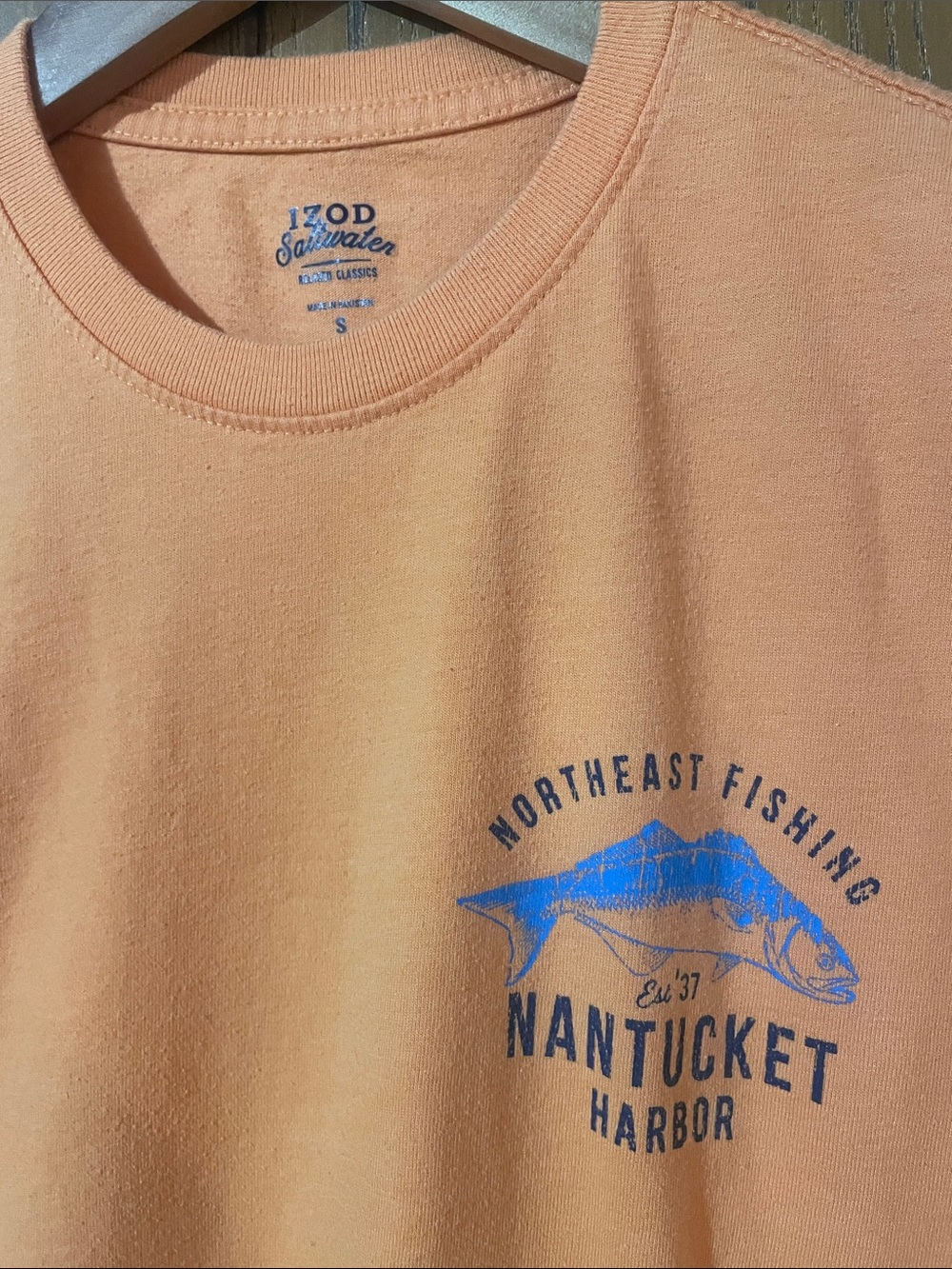 Izod Orange Nantucket Harbor Fishing Short Sleeve Tee - Picture 2 of 3